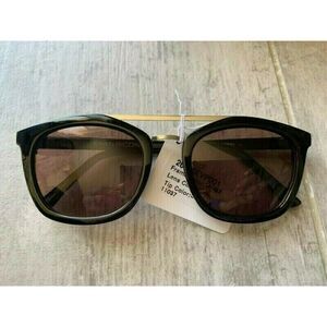 FGX INTERNATIONAL Black Round Retro Sunglasses Summer Black Lenses Fashion NEW